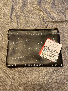 FRIENDS Makeup / Cosmetic Bag Black w/ Logo Print NWT